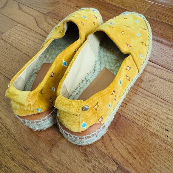 Rag & Bone Mustard Adria Espadrille Embroidered Suede Loafer Size 38.5/US 8.5 - Picture 4 of 6
